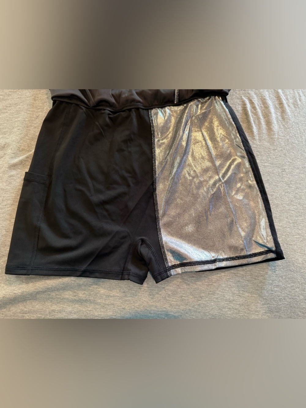 HALARA Metallic Silver Mini Skirt with Front Slit - Picture 2 of 5